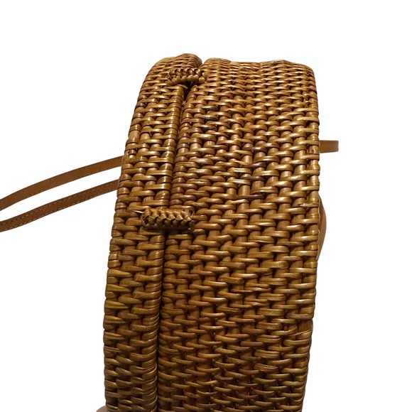 STRAW STUDIOS - Round Rattan Woven Straw Round Crossbody Bag - Picture 6 of 12